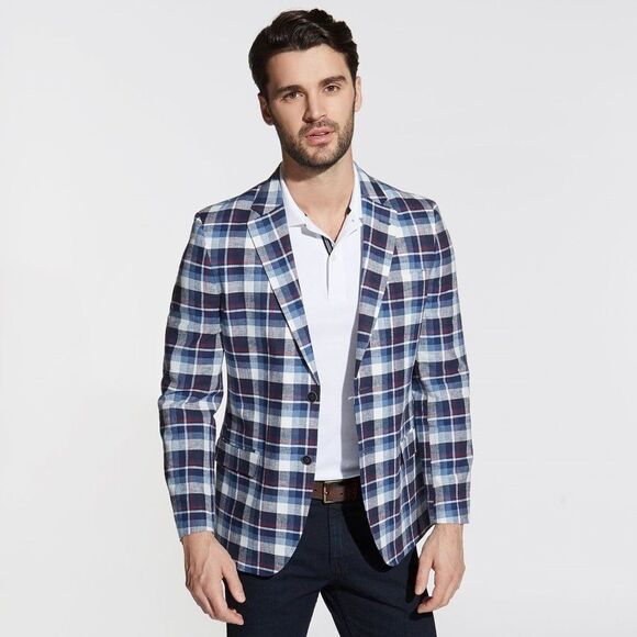 Nautica Brielle Linen Blend Jacket in Multicolor Plaid